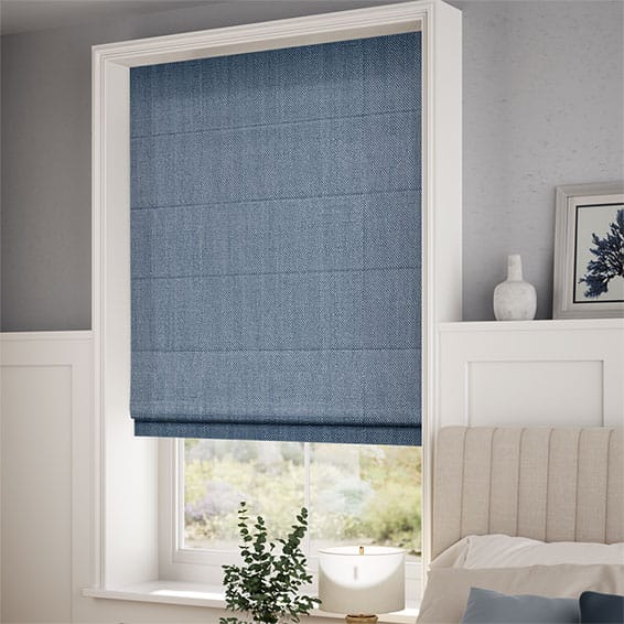 Paleo Linen Persian Blue Roman Blind